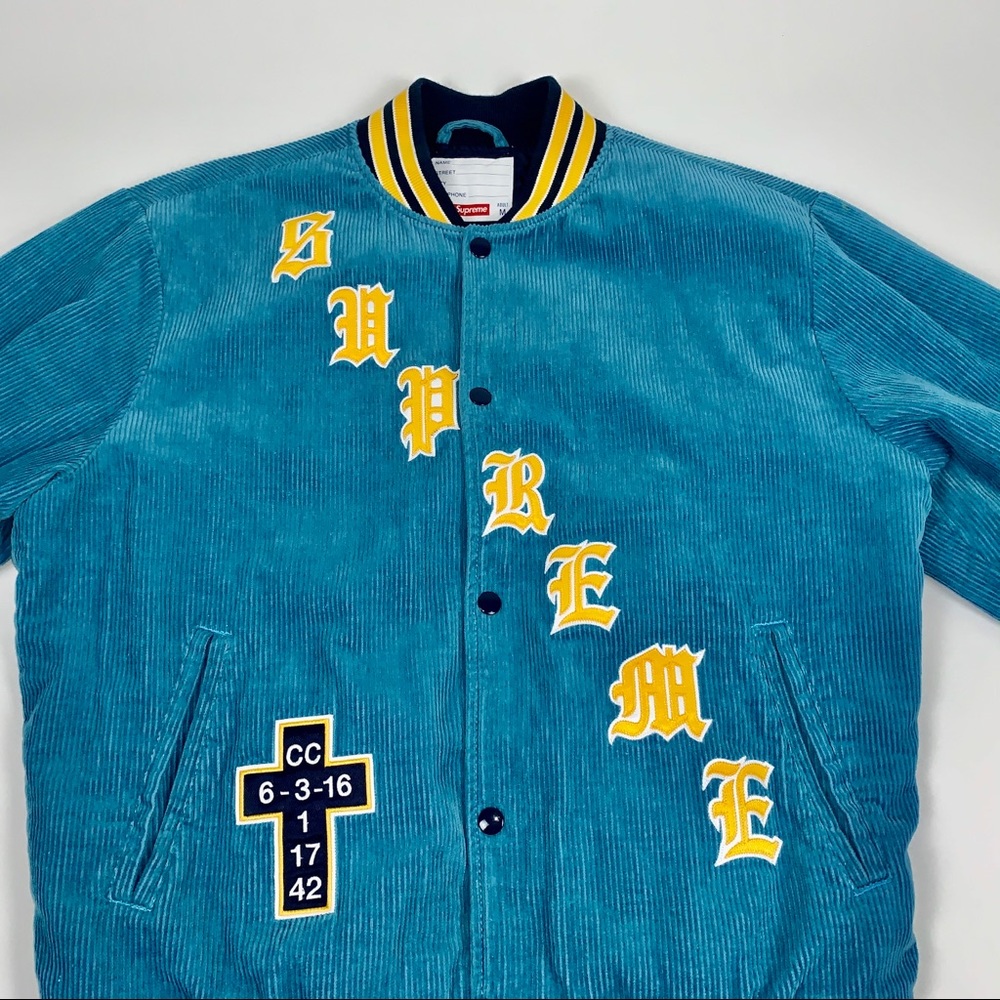 Men’s supreme corduroy jacket bomber blue size med